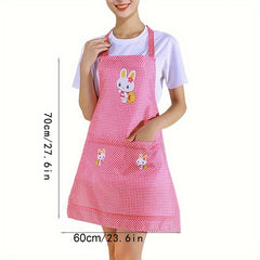 Chic Cartoon Rabbit Polyester Apron - Stain-Resistant, Fashionable Kitchen & Dining Wear Cute Apron