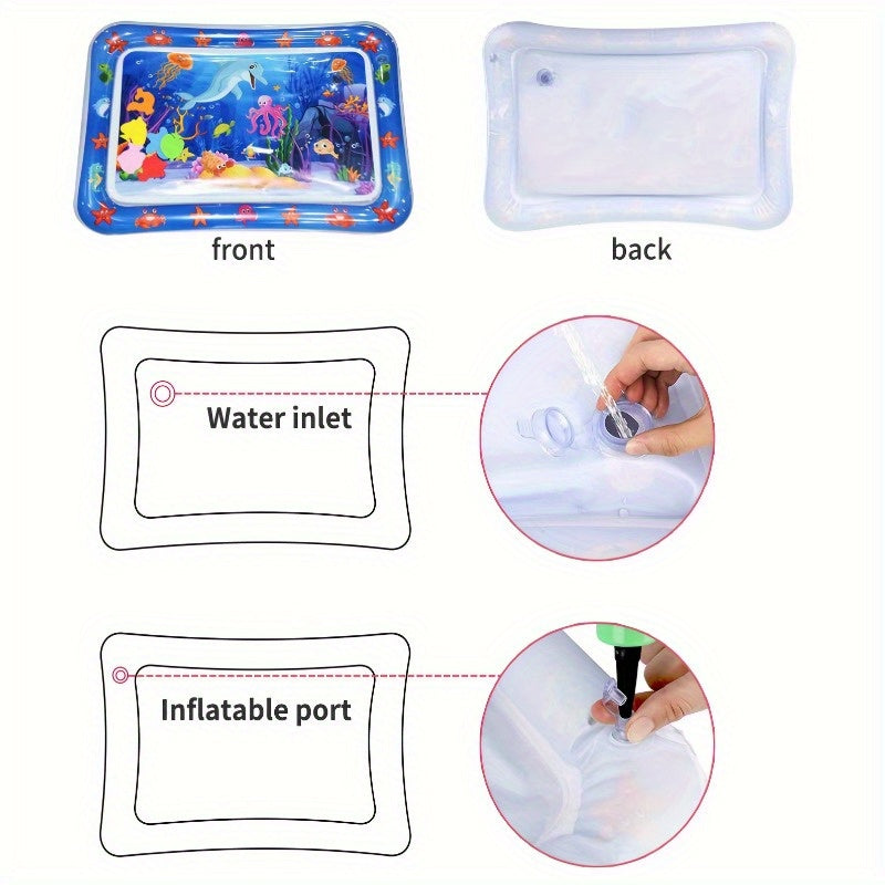 1pc Inflatable Play Mat Water Mat Tummy Time Water Mat, Perfect Crawl Pad