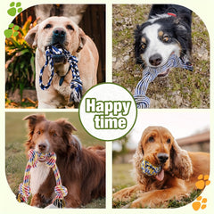 4PCS Heavy-Duty Cotton Blend Dog Rope Toy Set - Durable Chew Toys for Aggressive Chewers, All Breed Sizes, Interactive Tug-of-War, Teeth Cleaning Knots, Rainbow Series Pet Play Products - Kerala Elegance