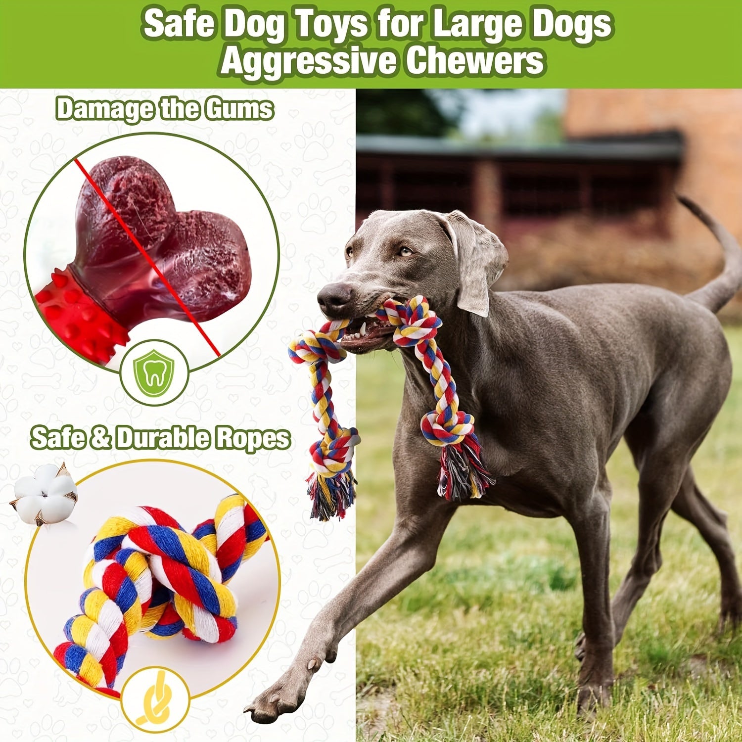 4PCS Heavy-Duty Cotton Blend Dog Rope Toy Set - Durable Chew Toys for Aggressive Chewers, All Breed Sizes, Interactive Tug-of-War, Teeth Cleaning Knots, Rainbow Series Pet Play Products - Kerala Elegance