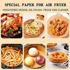 Air Fryer Disposable Paper Liners - 50/100 PCS, 16.0-20.07cm, Non-Stick Parchment Paper for Frying, Baking, Cooking, Roasting - Suitable for 2-8 QT Air Fryers