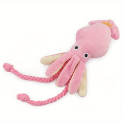 1pc Cartoon Squid Plush Dog Toy with Squeaker - All Breed Sizes, Durable Plush Chewing and Interactive Pet Grinding Teeth Toy - Kerala Elegance