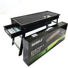 Portable Folding Barbecue Grill – Cast Iron Charcoal BBQ Grill with Non-Smoke Design for Outdoor Home Use