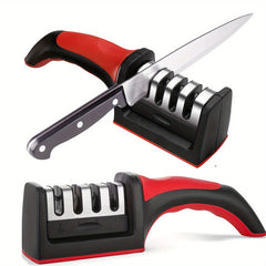 4-Stage Professional Diamond Ceramic Knife Sharpener - Perfectly Sharpen Dull Knives with Tungsten Carbide Technology - Battery-Free, Easy to Use, Space-Saving Kitchen Essential