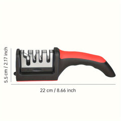 4-Stage Professional Diamond Ceramic Knife Sharpener - Perfectly Sharpen Dull Knives with Tungsten Carbide Technology - Battery-Free, Easy to Use, Space-Saving Kitchen Essential