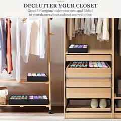 Sock And Underwear Organizer Dividers: Foldable Storage Boxes for Socks, Underwear, Ties - Save Space And Time