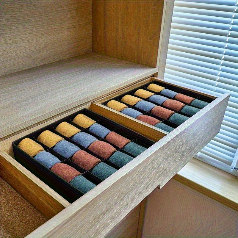 Sock And Underwear Organizer Dividers: Foldable Storage Boxes for Socks, Underwear, Ties - Save Space And Time