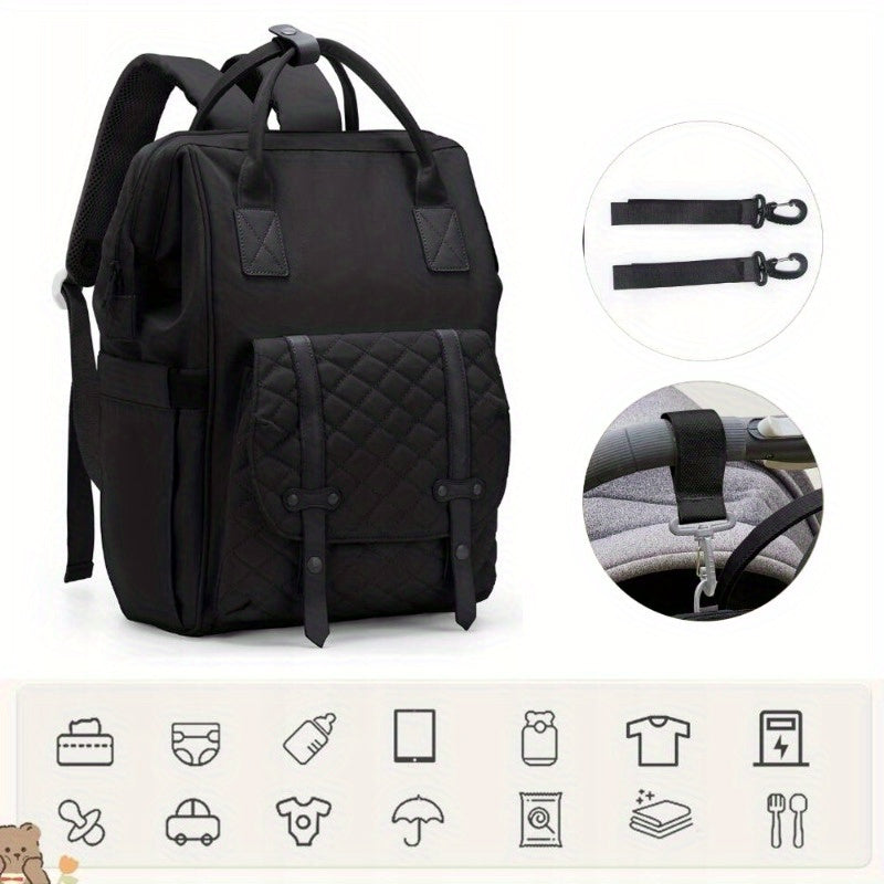 Black backpack stroller bag organiser for mummy daddy 3in1