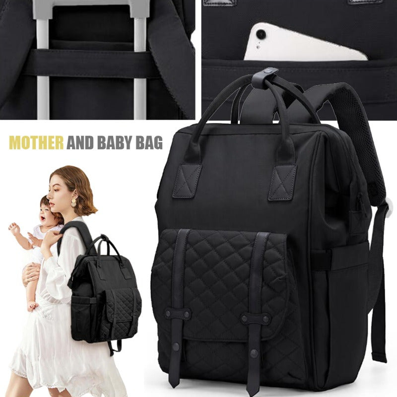 Black backpack stroller bag organiser for mummy daddy 3in1