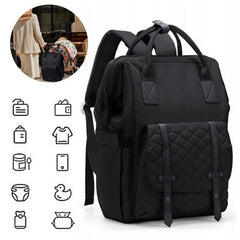 Black backpack stroller bag organiser for mummy daddy 3in1