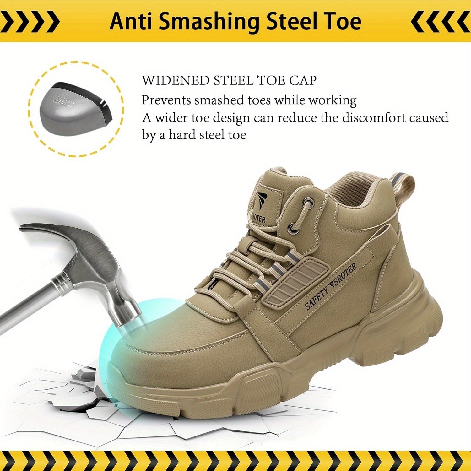 Steel Toe Cap Sneakers, Women's Work Boots Waterproof Safety Trainers, Lightweight Safety Non-Slip Shoes