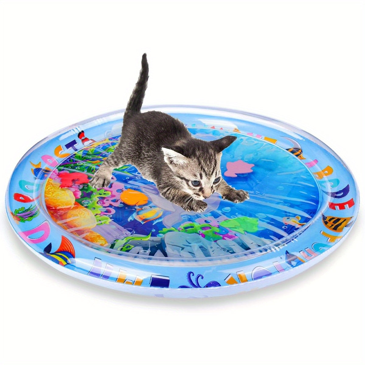 Durable Cat Water Play Mat - Thick, Unbreakable Splash Pad For Indoor Cats, Interactive Self-Play Toy With Geometric Design - Kerala Elegance