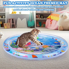 Durable Cat Water Play Mat - Thick, Unbreakable Splash Pad For Indoor Cats, Interactive Self-Play Toy With Geometric Design - Kerala Elegance