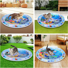 Durable Cat Water Play Mat - Thick, Unbreakable Splash Pad For Indoor Cats, Interactive Self-Play Toy With Geometric Design - Kerala Elegance