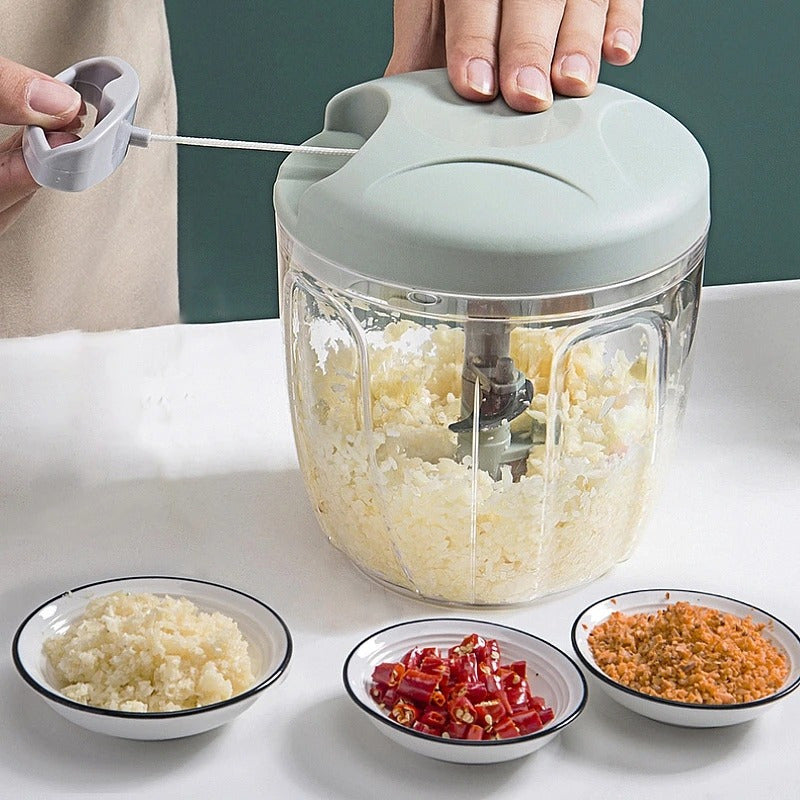 Versatile Kitchen Food Processor - Compact, Easy-To-Use For Effortless Meal Prep, Garlic Chopping & Vegetable Dicing - Stainless Steel Blades, No Electricity Needed