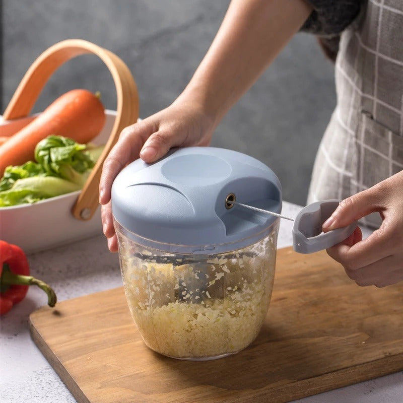 Versatile Kitchen Food Processor - Compact, Easy-To-Use For Effortless Meal Prep, Garlic Chopping & Vegetable Dicing - Stainless Steel Blades, No Electricity Needed