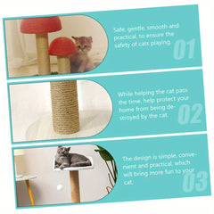 Cat Scratching Post and Climbing Tree with Soft Plush Bed - Natural Sisal Fabric Wrapped Pillars for Claw Sharpening and Play - Durable Pet Furniture with Ball Toy for Cats