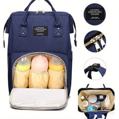 Spacious & Elegant Parental Backpack - Multi-Compartment Diaper Organizer With Bottle Holder, Ideal For Travel & Gifts, Soft Polyester, Suitable For 6-14 Year Olds