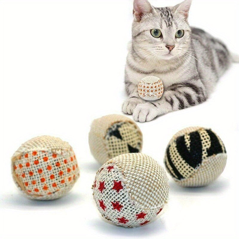 Festive Interactive Cat Toy: Rattle Scratch Balls (Random Style) - Suitable for Kittens and Cats - No Battery Required - Made of Fabric - Perfect for Exercise and Play - Kerala Elegance