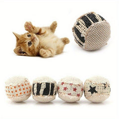 Festive Interactive Cat Toy: Rattle Scratch Balls (Random Style) - Suitable for Kittens and Cats - No Battery Required - Made of Fabric - Perfect for Exercise and Play - Kerala Elegance