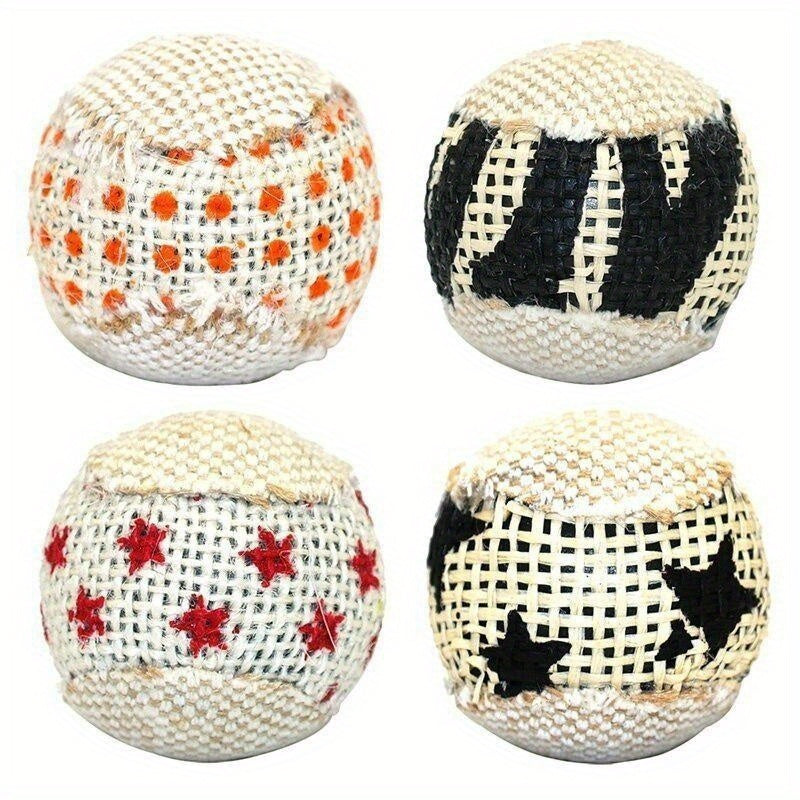 Festive Interactive Cat Toy: Rattle Scratch Balls (Random Style) - Suitable for Kittens and Cats - No Battery Required - Made of Fabric - Perfect for Exercise and Play - Kerala Elegance