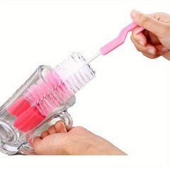 360-Degree Rotating Long Handle Bottle Brush - Fine Bristle Sponge For Milk, Glass & Wine Cups - Durable Polypropylene Cleaning Tool Bottle Cleaning Brush Bottle Cleaning Brush Set