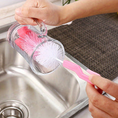 360-Degree Rotating Long Handle Bottle Brush - Fine Bristle Sponge For Milk, Glass & Wine Cups - Durable Polypropylene Cleaning Tool Bottle Cleaning Brush Bottle Cleaning Brush Set