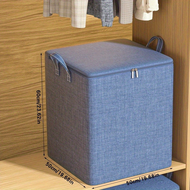 Extra-Durable Fabric Storage Bag With Zipper & Handles - Large Capacity, Portable Organizer For Clothes, Blankets, Toys - Ideal For Home, Dorms