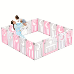 18 Panels Baby Playpen Playard Safety Kids Indoor Baby Fence with Activity Board