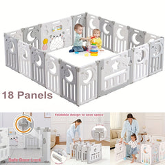 18 Panels Baby Playpen Playard Safety Kids Indoor Baby Fence with Activity Board