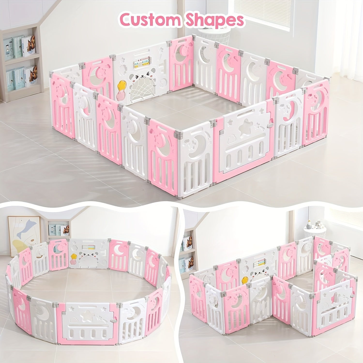 18 Panels Baby Playpen Playard Safety Kids Indoor Baby Fence with Activity Board