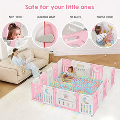 18 Panels Baby Playpen Playard Safety Kids Indoor Baby Fence with Activity Board