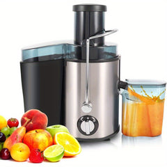 Cocosity Juicer, 500ml Food Grade Stainless Steel Centrifugal Juicer Slow Juicer Masticating Machine with 75mm Large Feeding Tube High Efficiency 2 Level Adjustable Speed Juice Making