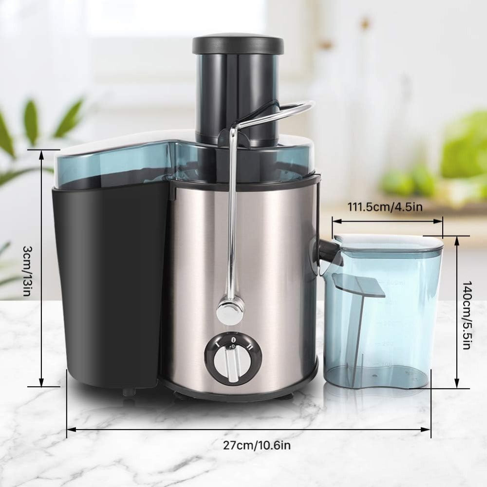 Cocosity Juicer, 500ml Food Grade Stainless Steel Centrifugal Juicer Slow Juicer Masticating Machine with 75mm Large Feeding Tube High Efficiency 2 Level Adjustable Speed Juice Making