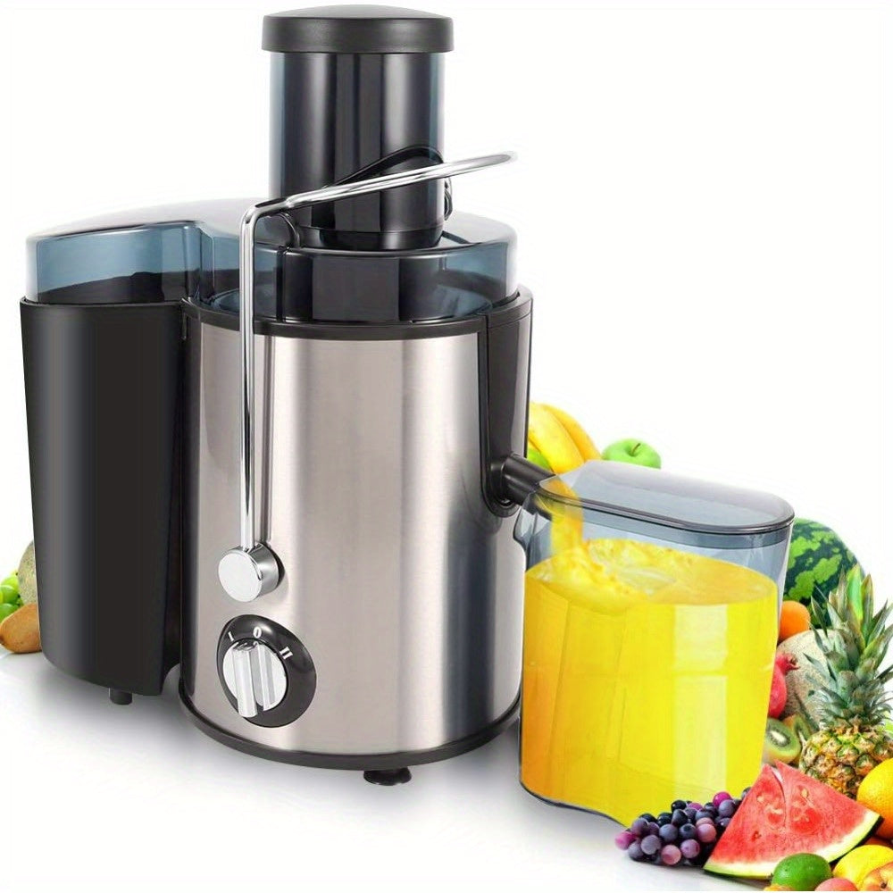 Cocosity Juicer, 500ml Food Grade Stainless Steel Centrifugal Juicer Slow Juicer Masticating Machine with 75mm Large Feeding Tube High Efficiency 2 Level Adjustable Speed Juice Making