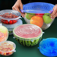 6 silicone elastic covers, reusable and durable food storage covers, suitable for bowls, 6 different sizes, can meet the needs of most containers, can be stored in dishwashers and refrigerators