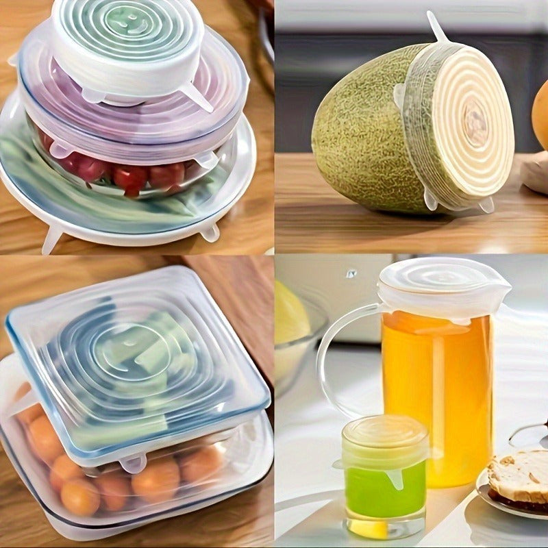 6 silicone elastic covers, reusable and durable food storage covers, suitable for bowls, 6 different sizes, can meet the needs of most containers, can be stored in dishwashers and refrigerators