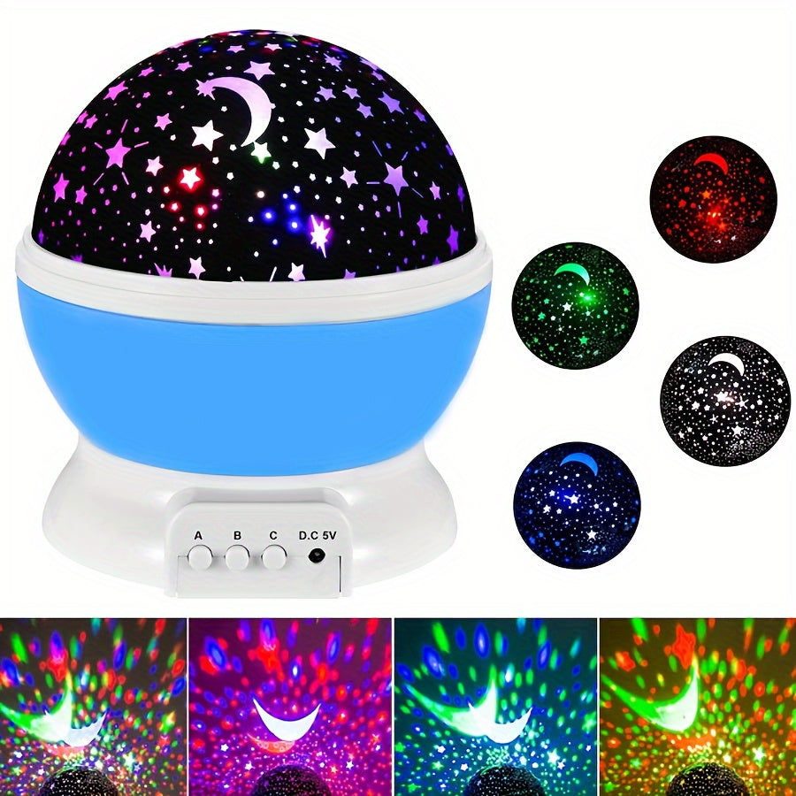 1pc 360° Rotating Star Moon Projector Night Light - 12 Color Changing Modes, USB Rechargeable, Creates Enchanting Atmosphere for Bedrooms, Parties, Perfect Birthday Gift