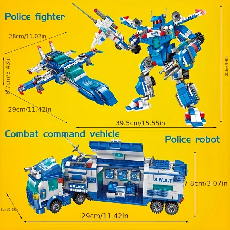 700pcs Department Car Building Blocks, City Patrol Police Toy, Vehicle Truck Action Figures Brick Toys For Children, Role-Play Toys For Boys, Halloween/Thanksgiving Day/Christmas Gift