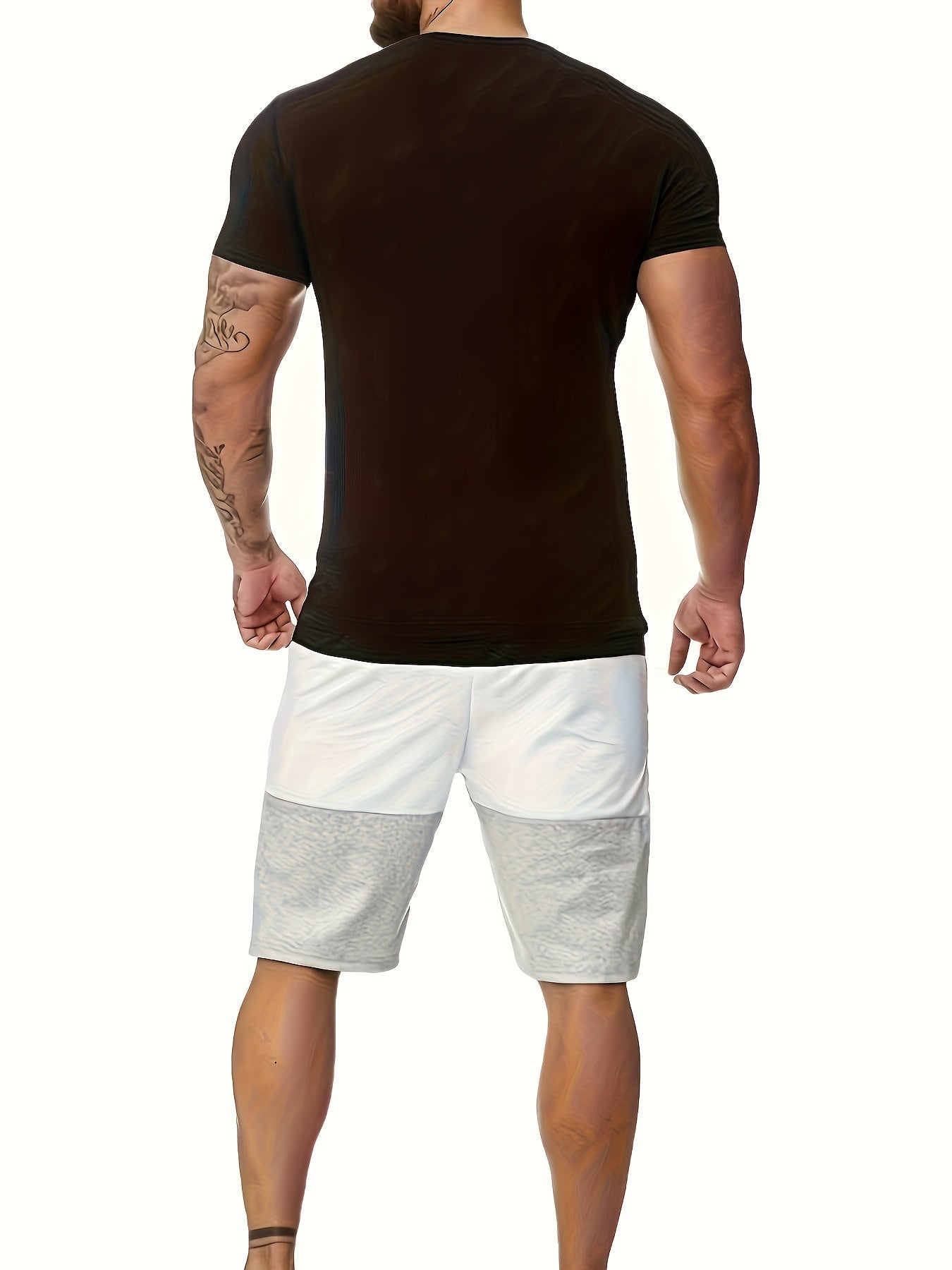 Men's Summer Trendy Casual 2Pcs Set, Colorblock T-shirt & Shorts Set