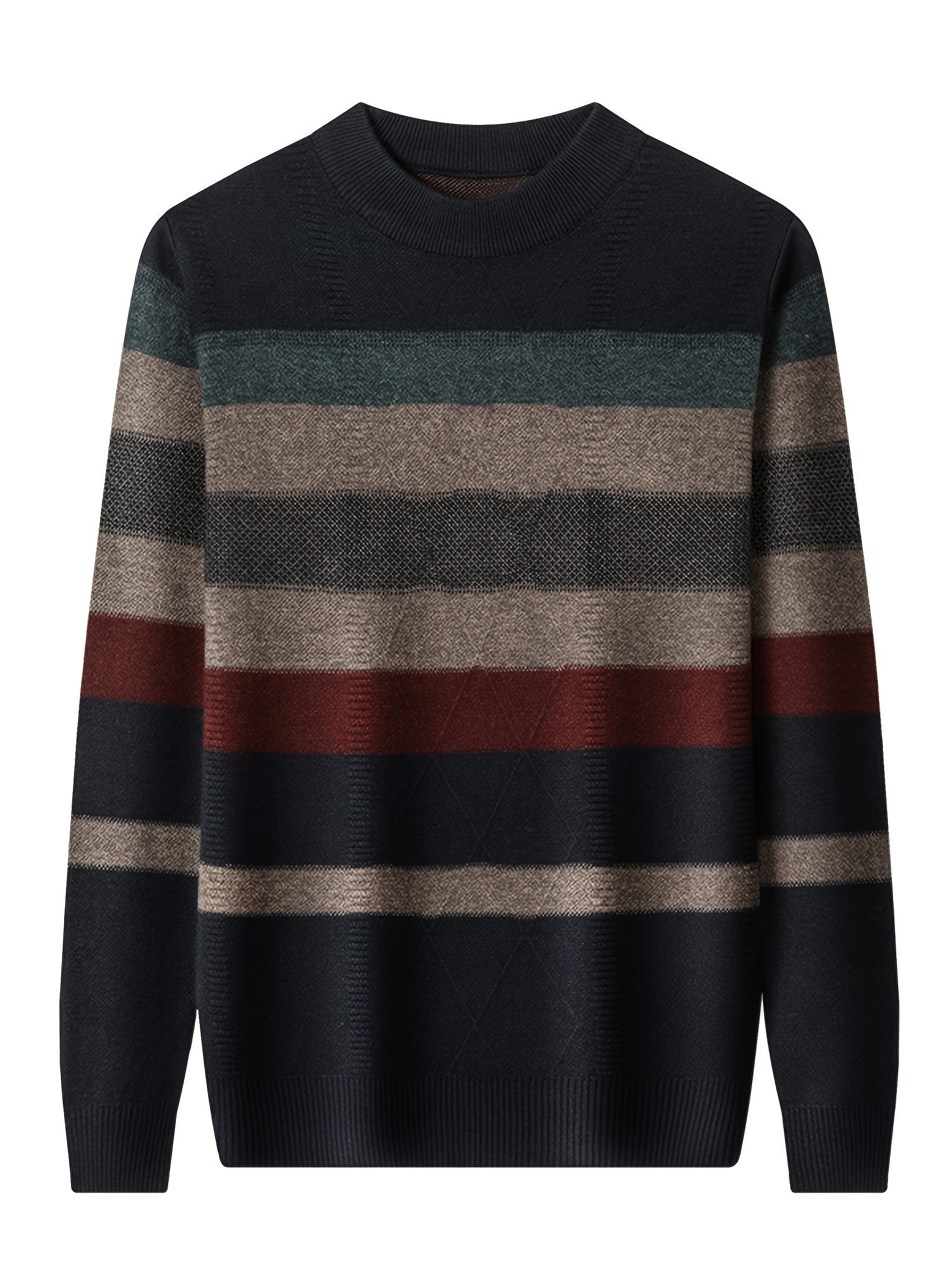 Cozy Color Block Sweater - Softly Knitted, Ultra-Stretchy, Classic Crew Neck, Warm and Cozy for Cold Weather - Designed for Men, Perfect for Fall and Winter Seasons