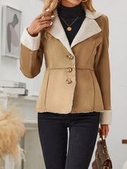 Lapel Neck Button Front Coat, Stylish Long Sleeve Coat For Spring & Fall, Women's Clothing