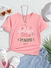 Daddys Little Princess Graffiti Tee - Soft & Breathable, Adorable Hearts Print, Short Sleeve Girls T-Shirt for Fun Spring & Summer Outdoors, Perfect Fathers Day Gift