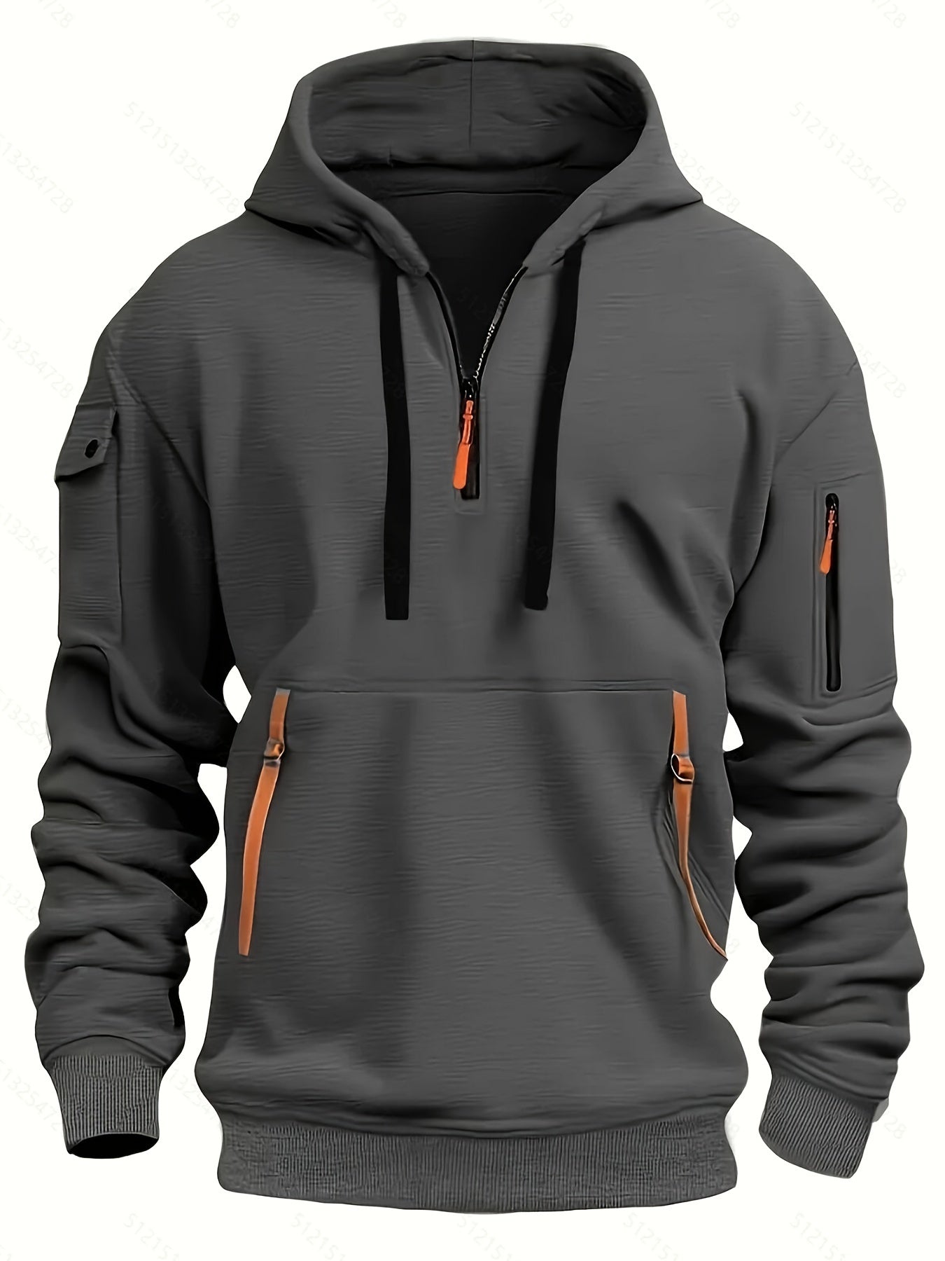 Men's Casual Sports Hoodie, Athletic Pullover Zippered Pockets, Comfort Fit