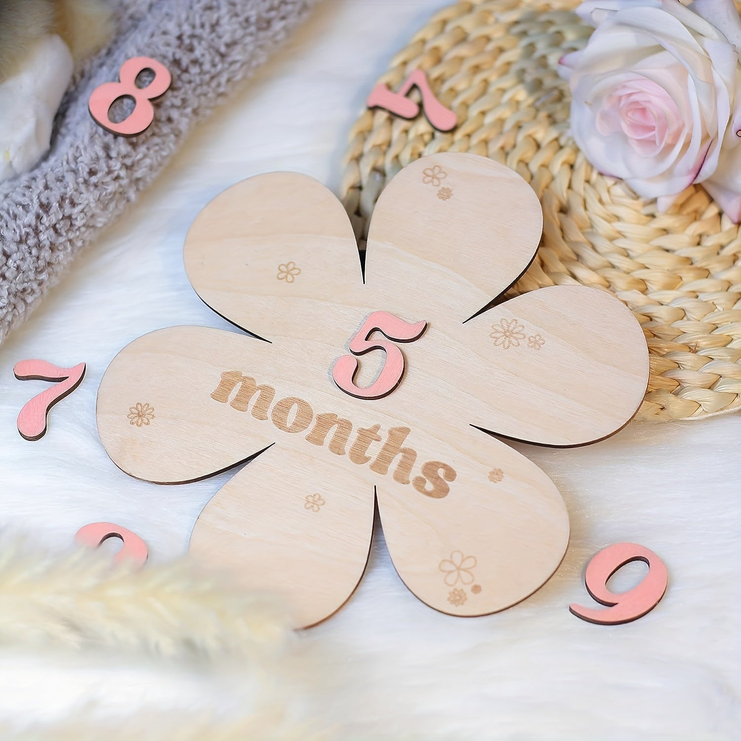 Creative Milestone Card, Wooden Milestone Birth Sign, Photography Milestone Card, First Year Growth Card, Pregnancy Journey Milestone Markers For Photo Props, Holiday Gift