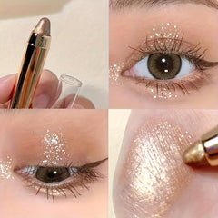 Glitter Highlighter Eyeshadow Pencil Shimmer Contouring Brightening Double-headed Eyeshadow Stick Lazy Eyeshadow Makeup Contains Plant Squalane Formula