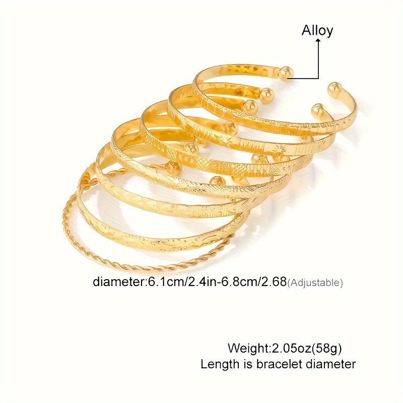 7 Pcs Set Of Unique Bracelet Alloy Jewelry Hammered Pattern Arrow Love Exaggerated Personality Female Hand Jewelry Set