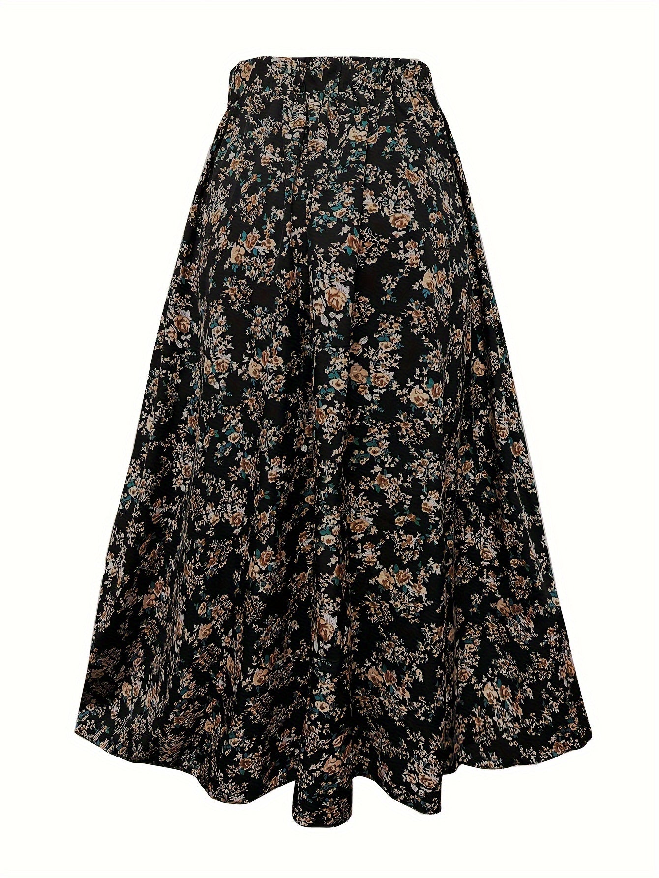 Plus Size Floral Print Skirt - Stretchy Elastic Waistband, Relaxed Casual Style, Ideal for Spring & Summer - Designed for Plus Size Women, Womens Fashion Clothing Collection