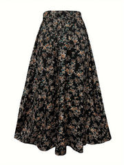 Plus Size Floral Print Skirt - Stretchy Elastic Waistband, Relaxed Casual Style, Ideal for Spring & Summer - Designed for Plus Size Women, Womens Fashion Clothing Collection