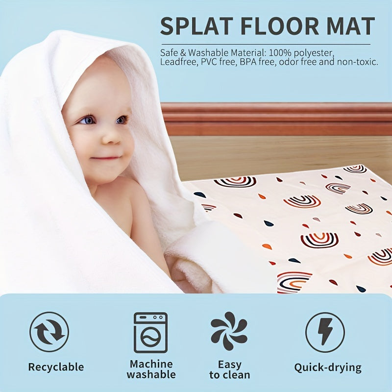 Waterproof Splat Floor Mat - Anti-Slip, Washable, Portable, and Easy-Clean Mess Catcher for Under High Chair, Arts, and Crafts - Perfect for Baby Play, Picnic, and Outdoor Activities